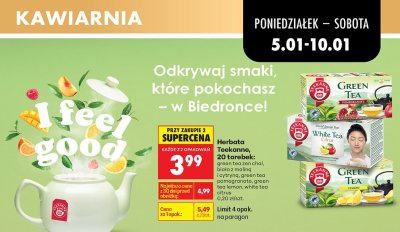 Herbata Teekanne Green Tea z granatem 20 torebek promocja w Biedronka