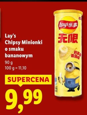 Chipsy Minionki o smaku bananowym promocja w Lidl