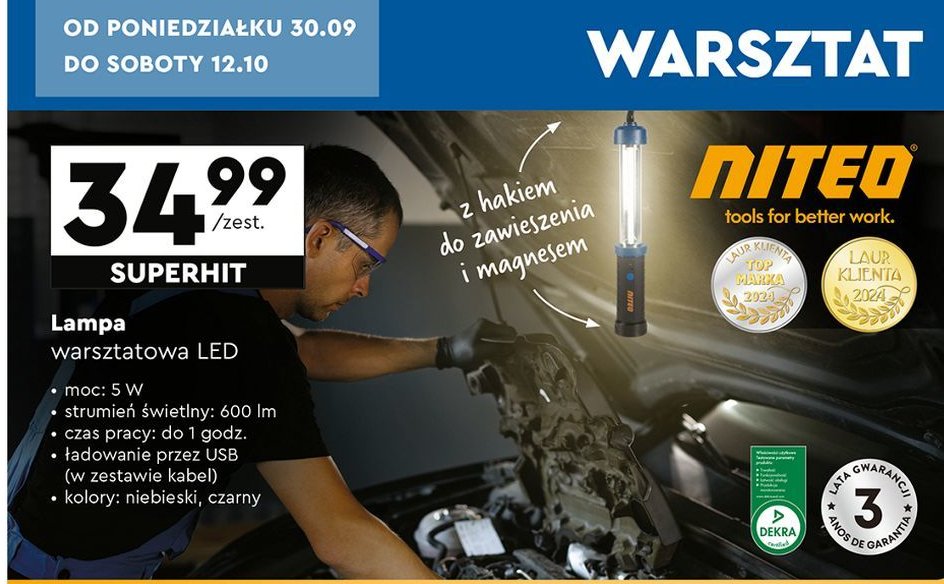 Lampa warsztatowa Niteo tools promocja