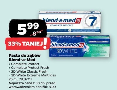 Pasta do zębów Blend-a-Med 3D White Classic Fresh promocja w Netto