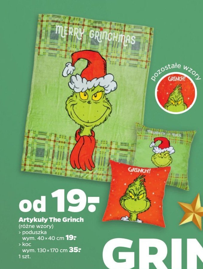 Poduszka the grinch 40 x 40 cm promocja w Netto