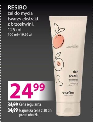 Żel do mycia twarzy RESIBO ekstrakt z brzoskwini promocja w Hebe