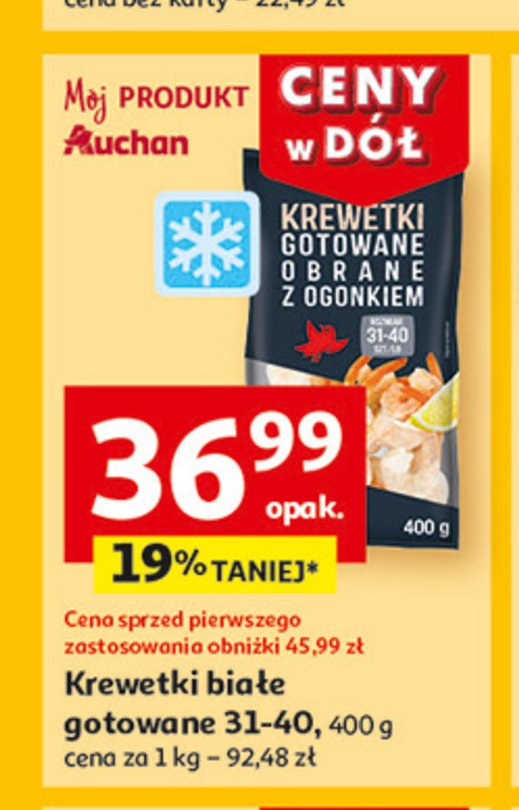 Krewetki gotowane obrane z ogonkiem Auchan promocja w Auchan