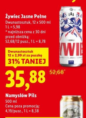 Piwo Namysłów Pils 500 ml promocja w Lidl