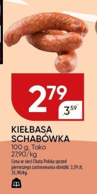 Kiełbasa schabówka Tako promocja w Chata Polska