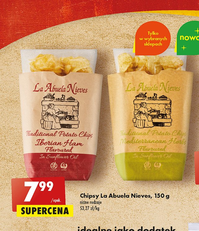 Chipsy ziemniaczane zio艂a 艣r贸dziemnomorskie LA ABUELA NIEVES promocja