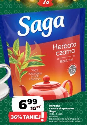 Herbata czarna ekspresowa Saga promocja w Netto