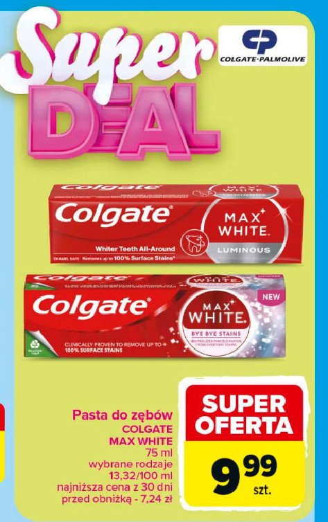 Pasta do zębów luminous Colgate max white one promocja