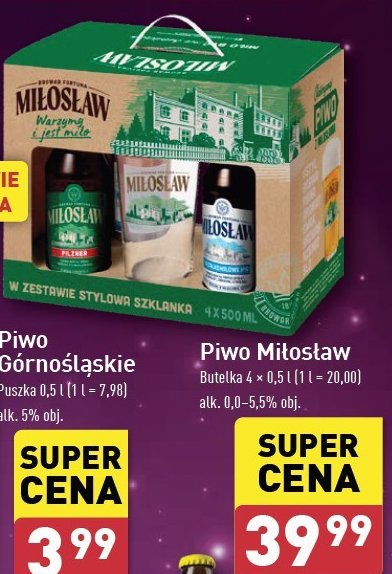 Zestaw piw: niefiltrowane + chmielowy lager + witbier + bezalkoholowe ipa promocja w Aldi