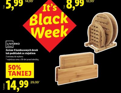 Zestaw 4 bambusowych desek lub podkładek ze stojakiem LIVARNO promocja w Lidl