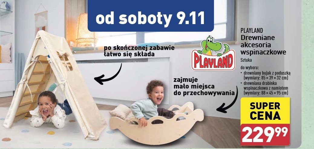 Drewniana drabina wspinaczkowa z namiotem 88 x 45 x 95 cm Playland promocja