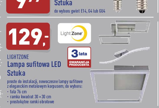 Lampa sufitowa led rama kwadrat 30 x 30 cm LIGHTZONE promocja