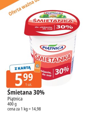 Śmietana 30% Piątnica promocja w Leclerc