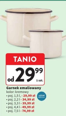 Garnek emaliowany kremowy 3,3 l promocja w Intermarche