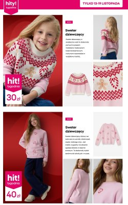 Sweter dziewczęcy świąteczny wzór z tradycyjnymi motywami promocja w Pepco