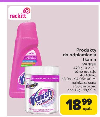 Odplamiacz w proszku do białego Vanish gold oxi action promocja w Carrefour Market