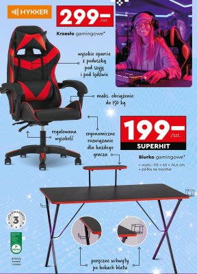 Biurko gamingowe HYKKER promocja w Biedronka