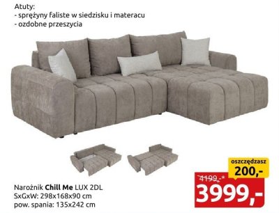 Narożnik Chill Me LUX 2DL promocja w Black Red White
