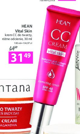 Krem cc z filtrem spf40 02 natural Hean vital skin promocje