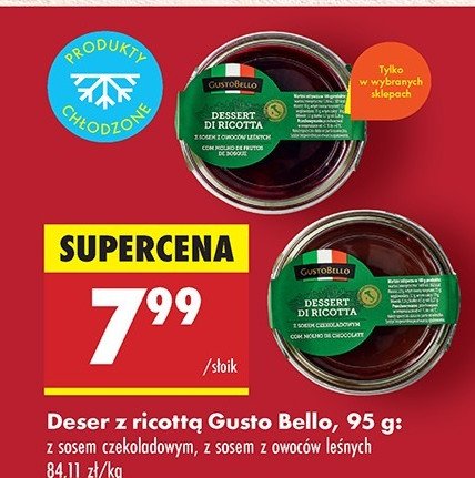 Deser ricotta z sosem z owoców leśnych Gustobello promocja w Biedronka