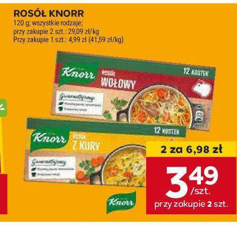 Rosół wołowy w kostkach Knorr promocja w Stokrotka