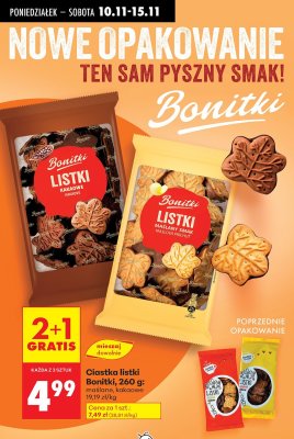 Ciastka listki Bonitki maślane 260g promocja w Biedronka