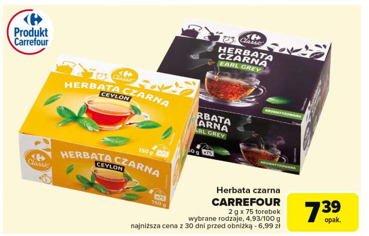 Herbata czarna earl grey Carrefour classic promocja