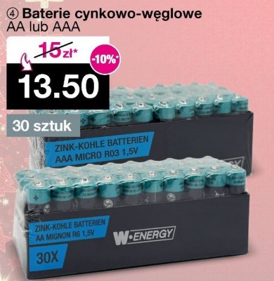 Baterie cynkowo-węglowe AA lub AAA promocja w Woolworth