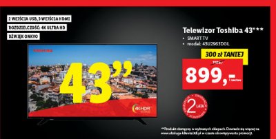 Telewizor led 43" 43u2963dgl Toshiba promocja