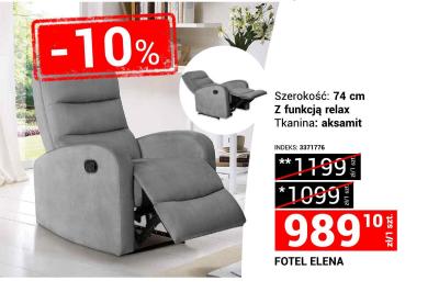 Fotel ELENA szerokość 74 cm z funkcją relax tkanina aksamit promocja w Merkury Market