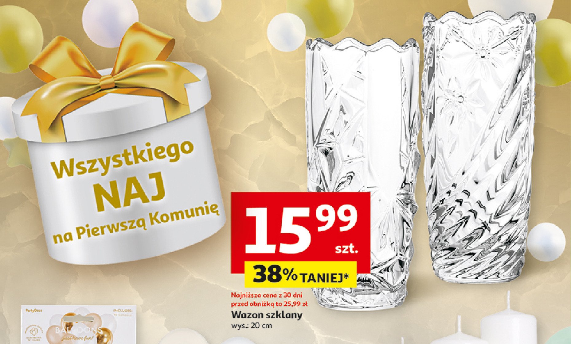 Wazon szklany 20 cm promocja