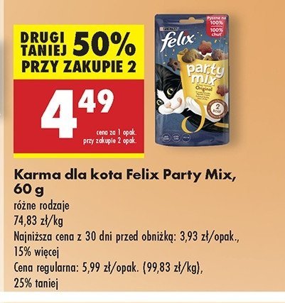 Karma dla kotów original mix Purina felix party mix promocja w Biedronka