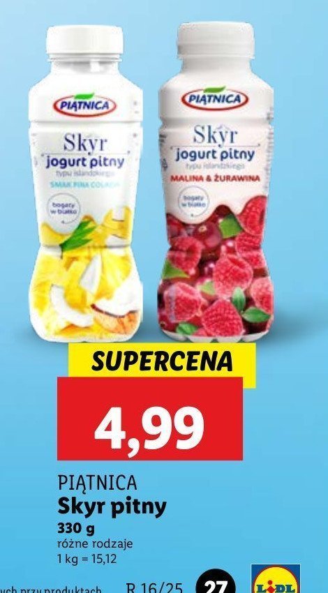 Jogurt pitny malina & 偶urawina Pi膮tnica skyr promocja
