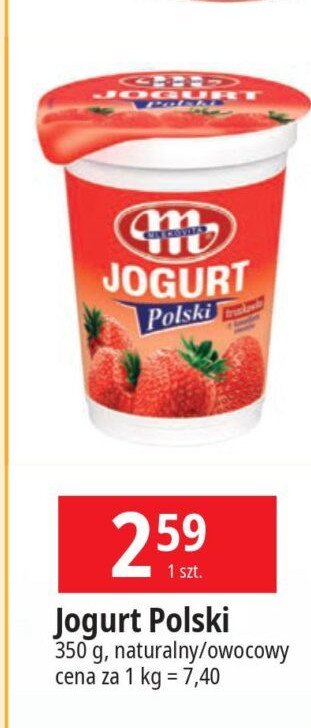 Jogurt truskawka Mlekovita jogurt polski promocja w Leclerc