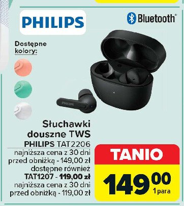 S艂uchawki tat2206 mi臋towe Philips promocja