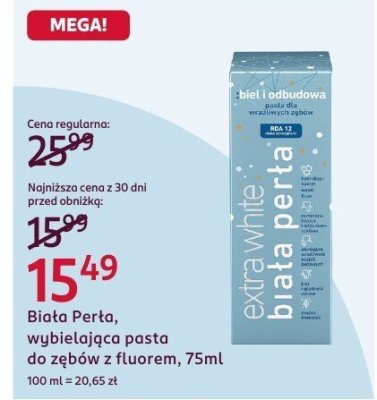 Pasta do zębów Biała Perła, wybielająca z fluorem, 75ml promocja w Rossmann