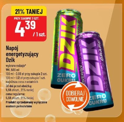 Napój energetyzujący Dzik promocja w POLOmarket