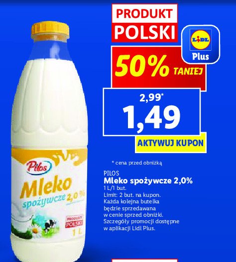 Mleko 2% Pilos promocja