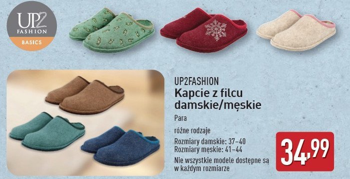 Kapcie filcowe 37-40 Up2fashion promocja w Aldi