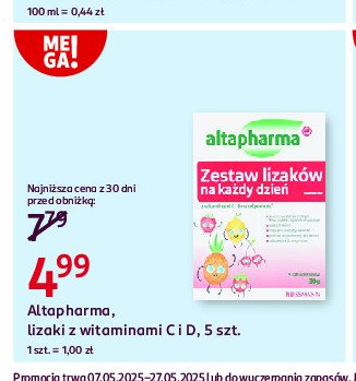 Lizaki z witaminami c i d Altapharma promocja w Rossmann