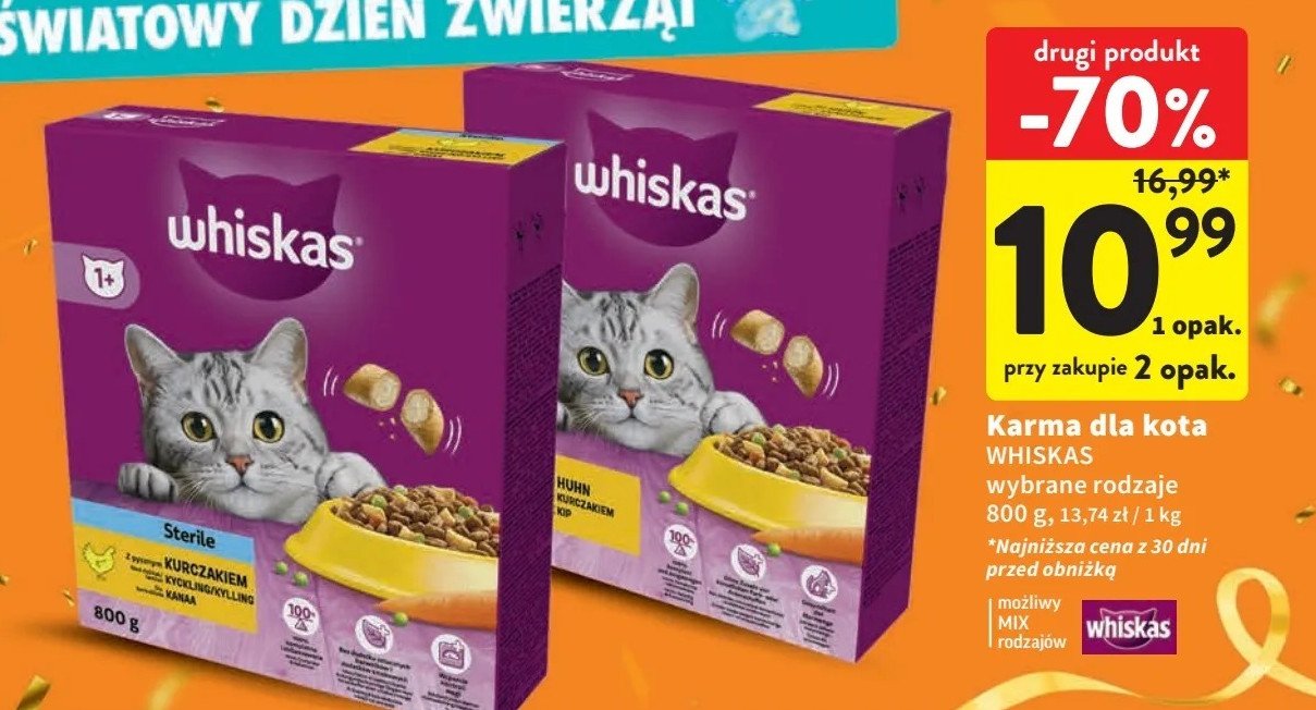 Karma dla kota z kurczakiem przepyszne paszteciki Whiskas sterile promocja