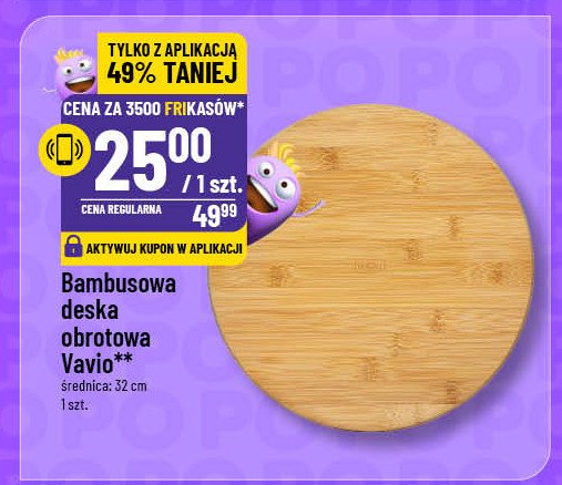 Deska obrotowa bambusowa 32 cm Vavio promocja w POLOmarket