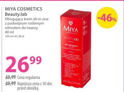 Krem MIYA COSMETICS Beauty.lab liftingujący all-in-one z podwójnym roślinnym retinolem promocja w Hebe