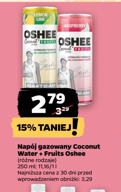 Napój lemon lime Oshee coconut fruits promocja w Netto