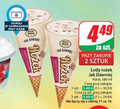 Rożek śmietankowy z wiśniami i sosem wiśniowym Bracia koral lody jak dawniej promocja
