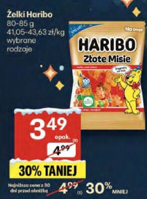 Żelki Haribo Złote Misie 80-85g wybrane rodzaje promocja w Delikatesy Centrum