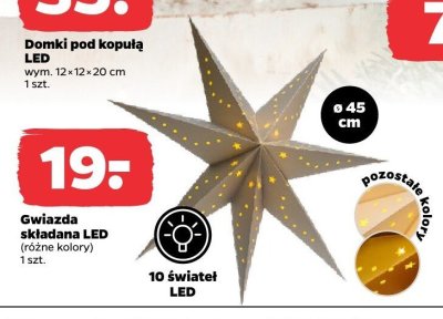 Gwiazda składana LED ø 45 cm, różne kolory promocja w Netto