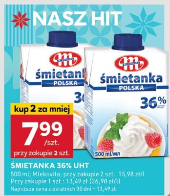 Śmietanka 36% UHT Mlekovita promocja w Stokrotka