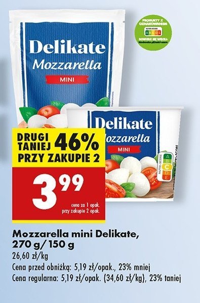 Ser mozzarella mini Delikate promocja w Biedronka