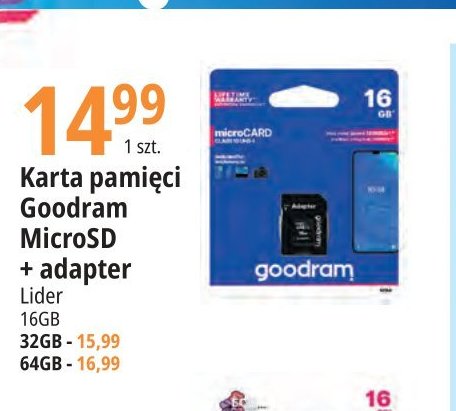 Karta pamięci micro sd 32gb + adapter Goodram promocja